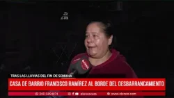 Una casa quedó al borde del desbarrancamiento en barrio Francisco Ramirez