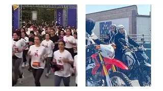 Αντίθεση στην Τεχεράνη: μαραθώνιος γυναικών χωρίς μαντίλα δίπλα σε στρατιωτικό σόου του καθεστώτος