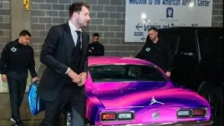 Luka Doncic arrives to AAC for Game 3 in 'Midnight Racer' car