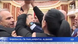 Brawl in the Albanian Parliament between lawmakers amid anti-government protests