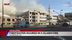 Firefighter injured in five-alarm fire in Glendale Firefighter injured in five-alarm fire in Glendale