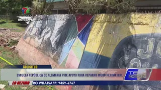 Autoridades de la Escuela República de Alemania de La Ceiba pide apoyo para reparar muro perimetral