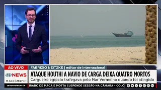 Ataque Houthi a navio de carga deixa quatro mortos no Mar Vermelho
