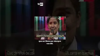 Students sing the National Anthem in Quechua and celebrate our roots
