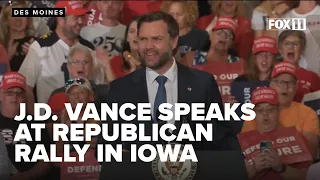 J.D. Vance gives a speech at Republican convention in Iowa