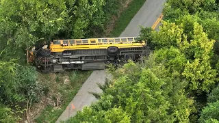 28 children suffer minor injuries after a school bus overturned in Kentucky