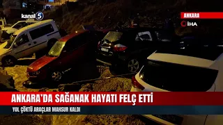 Downpour Paralyzes Life in Ankara! Road Collapses, Vehicles Stranded