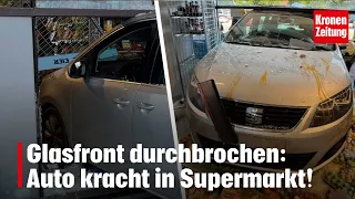 Glass Front Shattered: Car Crashes Into Supermarket! | krone.tv NEWS