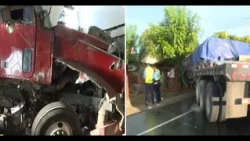 Rastra sin frenos impacta contra varias viviendas en el kilómetro 17 de la Carretera Sur