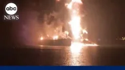 Ships struck near Strait of Hormuz as Iran threatens security of key oil passage