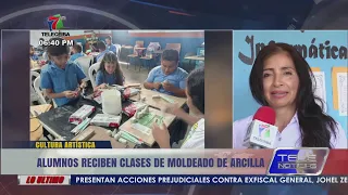 Alumnos reciben clases de moldeado de arcilla en Atlántida