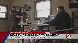 Eaton girl gets new chicken coop after previous one destroyed by arson