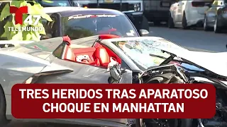 Tres heridos tras aparatoso choque en Manhattan