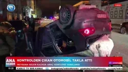 Kontrolden çıkan otomobil takla attı