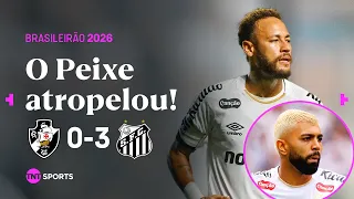 NEYMAR E GABIGOL BRILHAM, SANTOS ATROPELA E SAI DO Z-4! VASCO 0X3 SANTOS