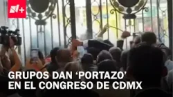 Protesta en Congreso de CDMX deja tres lesionados; manifestantes intentan ingresar por la fuerza