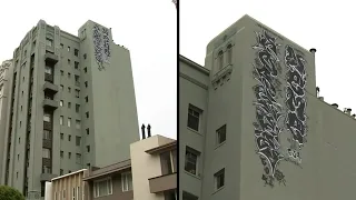 How did this graffiti get atop a San Francisco building?