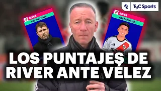 LOS PUNTAJES DEL EMPATE DE RIVER ANTE VÉLEZ: COUDET Y ALMADA, LAS VALORACIONES MÁS BAJAS ⚪🔴