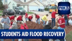 Hurricane High School students volunteer in flood zone