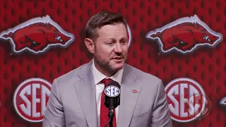 Arkansas head coach Ryan Silverfield speaks at SEC Media Days
