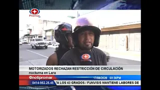 Motorizados rechazan restricción de circulación nocturna en Lara