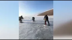 Лёд на реках взрывают в Карагандинской области Лёд на реках взрывают в Карагандинской области