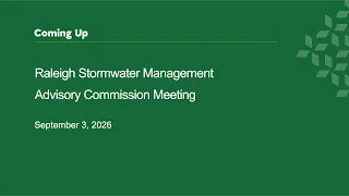 Raleigh Stormwater Management Advisory Commission – September 3, 2026