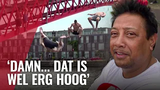 Waaghalzen bij Pythonbrug maken spectaculaire sprongen