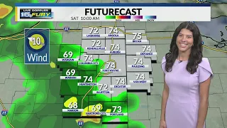 Scattered showers and thunderstorms through the morning
