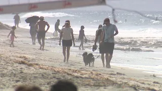 Beachgoers in San Diego enjoy the coast before next destructive storm lands