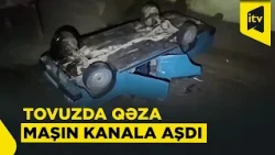Tovuzda idarəetmədən çıxan avtomobil su kanalına aşdı, 4 nəfər xəsarət aldı