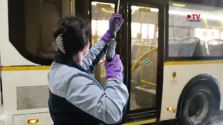 Как маршрутные автобусы моют перед рейсами в Воронеже