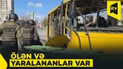 Rusiya qüvvələri Ukraynada mikroavtobusu vurdu