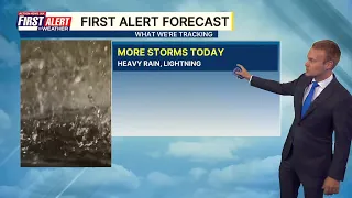 Hotter today with storms again in the afternoon
