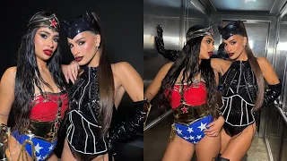 WONDER WOMAN AND CATWOMAN: Daniela Celis and Juli Poggio had a low-key "Friend's Day" celebration