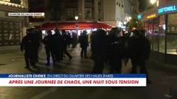 Law enforcement attempts to apprehend the last protesters in Paris