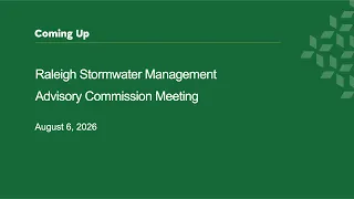 Raleigh Stormwater Management Advisory Commission – August 6, 2026