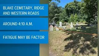 Driver injured after crashing into cemetery in Warren