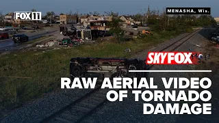 Tornado damage in Menasha, Wisconsin, as seen from the air | RAW VIDEO
