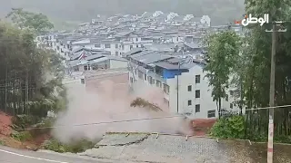 Breathtaking scenes.. A devastating mudslide swallows a village in China, causing a catastrophe