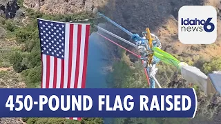 First Responders Raise Massive 450-Pound Flag Over Twin Falls Canyon
