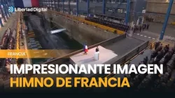La imponente imagen de Macron sobre un submarino nuclear