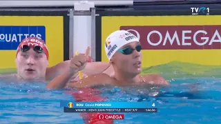David Popovici s-a calificat în semifinalele probei de 200 m liber la CE de Nataţie 2026 (@TVR1)