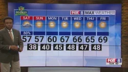 80% chance of rain Saturday; high of 57
