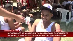 Fuerte oleaje provoca salida de bañistas en playa Macao Fuerte oleaje provoca salida de bañistas en playa Macao