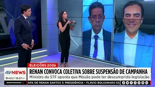 Renan convoca coletiva sobre suspensão de campanha | TEMPO REAL