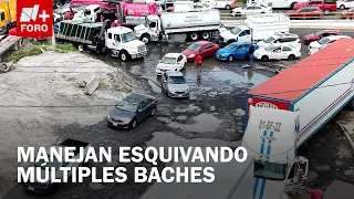 Pothole-filled street looks like a minefield in Venustiano Carranza, CDMX