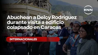 Delcy Rodríguez booed during visit to collapsed building in Caracas