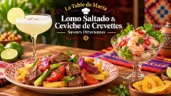 La Table de Maria: Lomo Saltado & Ceviche de Crevettes | Saveurs Péruviennes