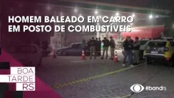 Homem baleado em carro em posto de combustíveis Homem baleado em carro em posto de combustíveis